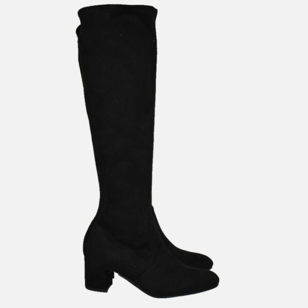 NIB Stuart Weitzman Frannie 60 Suede Stretch Knee-High Boot in Black Size 6B